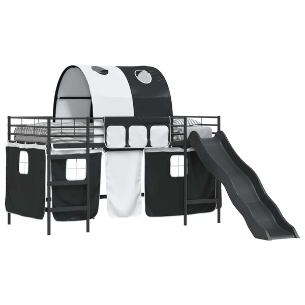 vidaXL Cadru de pat supraetajat pentru copii Negru 79,5 x 200 cm Metal