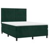 vidaXL Pat box spring cu saltea, verde &icirc;nchis, 140x200 cm, catifea