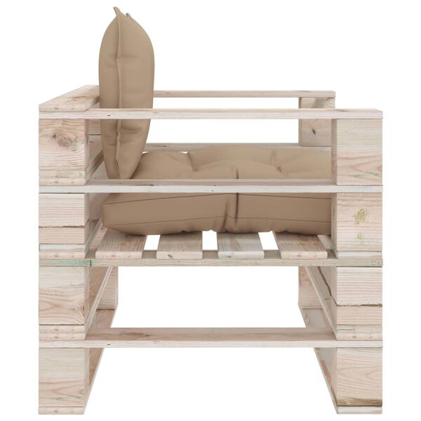 vidaXL Canapea de grădină din paleți, cu perne bej, lemn de pin