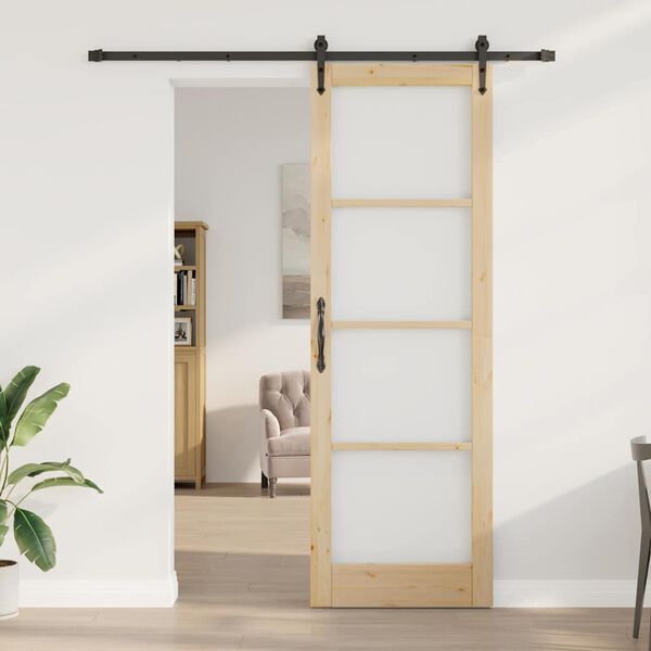 vidaXL Ușă glisantă Natural și Negru 78 x 232 cm