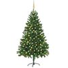 vidaXL Brad Crăciun pre-iluminat artificial set globuri, verde, 210 cm