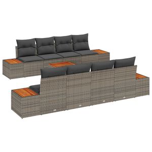 vidaXL Set de canapele pentru grădină cu pernă 9 pcs Gri Rattan poli