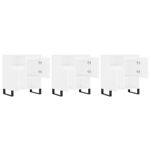 vidaXL Servante, 3 piese, alb, lemn prelucrat