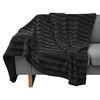 vidaXL Pătură și pernă decorativă Dungi Negru 200 x 150 cm Poliester