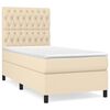 vidaXL Pat box spring cu saltea, crem, 90x200 cm, textil