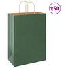 vidaXL Pungi de h&acirc;rtie 50 buc cu m&acirc;nere verde 32x17x44 cm