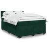 vidaXL Pat box spring cu saltea, verde &icirc;nchis, 140x190 cm, catifea