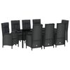 vidaXL Set de masă pentru grădină cu pernă 9 pcs Negru poliratan