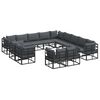 vidaXL Set de canapele pentru grădină cu pernă 13 pcs Negru Aluminiu