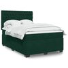 vidaXL Pat box spring cu saltea, verde &icirc;nchis, 140x200 cm, catifea