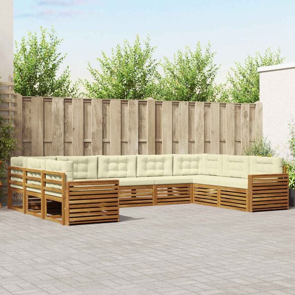 vidaXL Seturi de canapele 9 pcs Natural și Crem Lemn Solid de Acacia