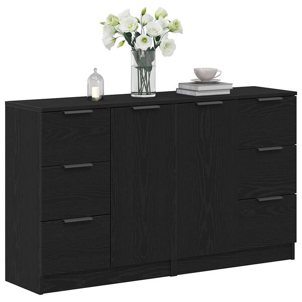 vidaXL Sideboard cu sertar Stejar Negru 180 x 30 x 70 cm Lemn compozit