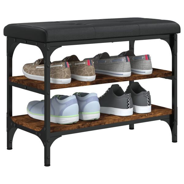 vidaXL Bancă de pantofi, stejar fumuriu, 62x32x47 cm, lemn prelucrat