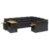 vidaXL Set canapele de grădină cu perne, 10 piese, negru, poliratan