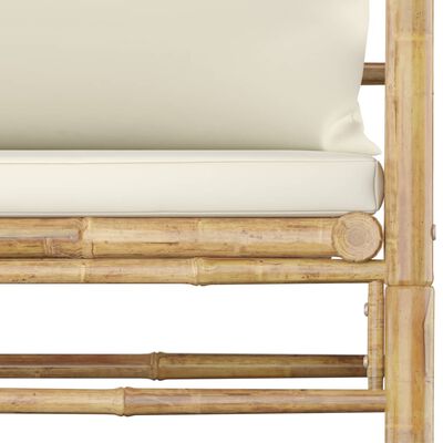 vidaXL Set mobilier grădină, 12 piese, perne alb crem, bambus