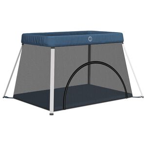 vidaXL Țarc pentru copii cu saltea, bleumarin, p&acirc;nză textil