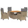 vidaXL Set mobilier de grădină cu perne, 5 piese, bej, poliratan