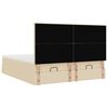 vidaXL Cadru de pat otoman cu saltele crem 200x200cm stofa