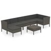 vidaXL Set mobilier de grădină cu perne, 8 piese, gri, poliratan