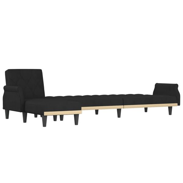 vidaXL Canapea extensibilă în formă de L negru 271x140x70 cm catifea