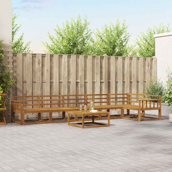 vidaXL Set de canapele de exterior 7 pcs natural Lemn Solid de Acacia