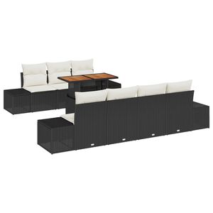 vidaXL Set de masă pentru grădină cu pernă 8 pcs Negru și Crem