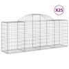 vidaXL Coșuri gabion arcuite 25 buc, 200x50x80/100 cm, fier galvanizat