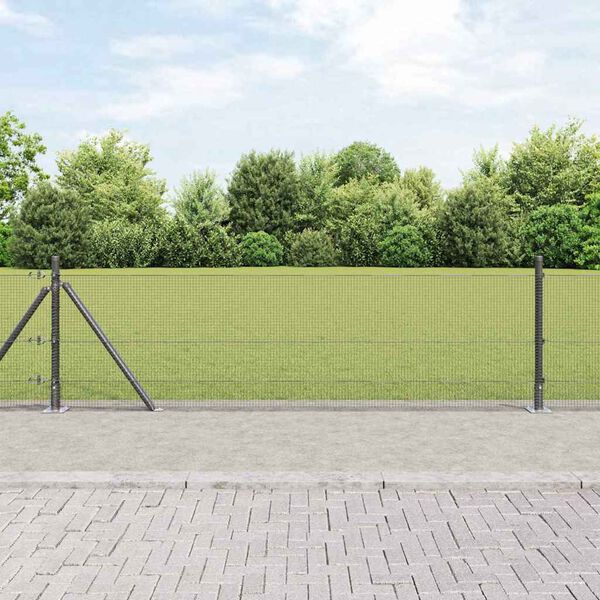vidaXL St&acirc;lp de gard. Gri 25 x 0,4 m (plasă 12 x 12 mm) Oțel și PVC