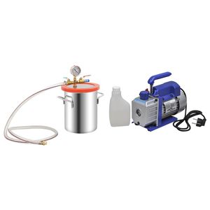 vidaXL Cameră de vid cu pompă cu o singură treaptă, 5,5 L