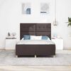 vidaXL Cadru de pat cu headboard Maro &icirc;nchis 140 x 190 cm țesătură