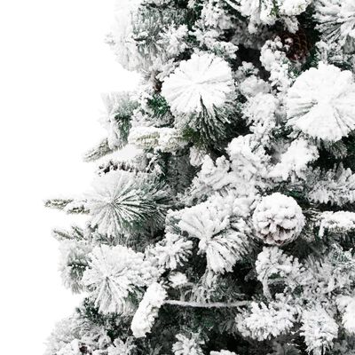 vidaXL Brad de Crăciun pre-iluminat cu zăpadă & conuri, 225 cm, PVC&PE