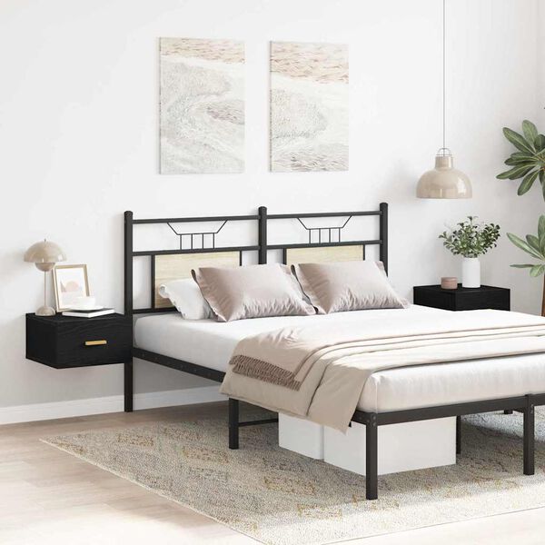 vidaXL Noptieră suspendată 2 pcs Stejar Negru 35 x 35 x 20 cm