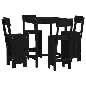 vidaXL Set mobilier bar de grădină, 5 piese, negru, lemn masiv de pin