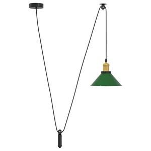 vidaXL Lampă suspendată reglabilă pe &icirc;nălțime E27 verde lucios metal