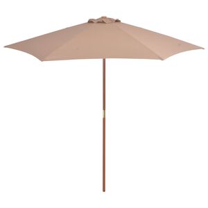 vidaXL Umbrelă de soare de exterior cu st&acirc;lp din lemn, taupe, 270 cm