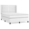 vidaXL Pat box spring cu saltea, alb, 140x190 cm, piele ecologică