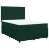 vidaXL Pat box spring cu saltea, verde &icirc;nchis, 160x200 cm, catifea