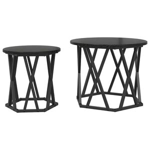 vidaXL Masă laterală 2 pcs Stejar Negru Lemn ingineresc și oțel