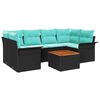 vidaXL Set de canapele pentru grădină 7 pcs Negru și Turcoaz poliratan