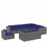 vidaXL Set mobilier de grădină cu perne, 9 piese, gri, poliratan