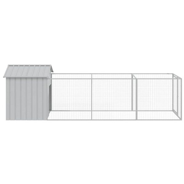 vidaXL Casă câine & acoperiș gri deschis 117x405x123cm oțel galvanizat