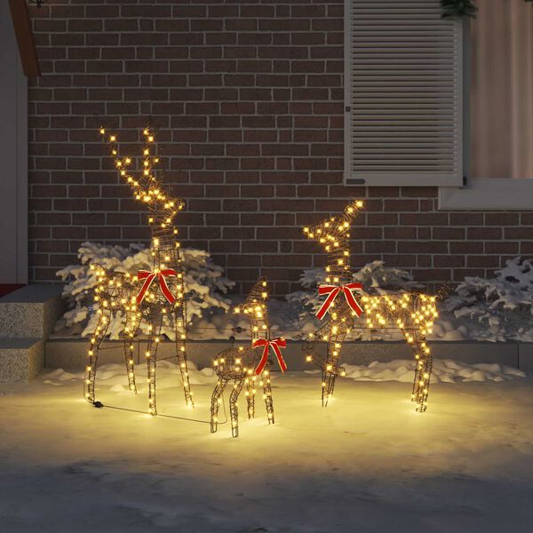 vidaXL Familia Renilor 3 pcs Alb cald 67 x 26 x 127 cm Ratan