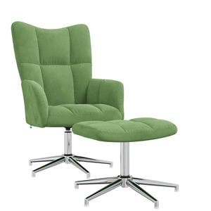 vidaXL Scaun de relaxare cu taburet, verde deschis, catifea