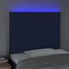 vidaXL Tăblie de pat cu LED, albastru, 80x5x118/128 cm, textil