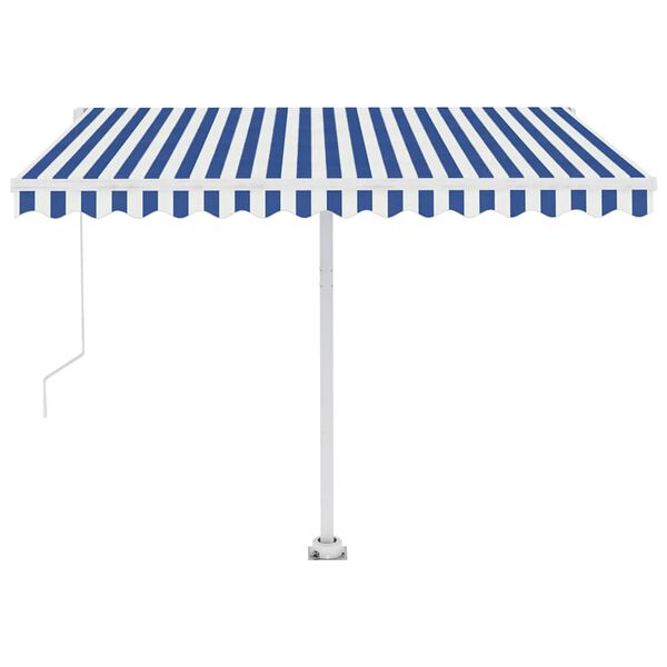 vidaXL Copertină autonomă retractabilă automat albastru&alb 300x250 cm
