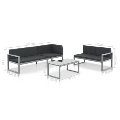 vidaXL Set mobilier de grădină cu perne 3 piese negru aluminiu
