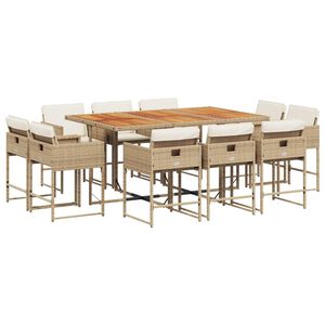 vidaXL Set mobilier de grădină cu perne, 11 piese, bej, poliratan