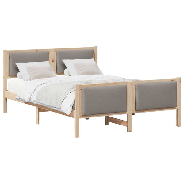 vidaXL Cadru de pat cu headboard Gri taupe 150 x 200 cm țesătură