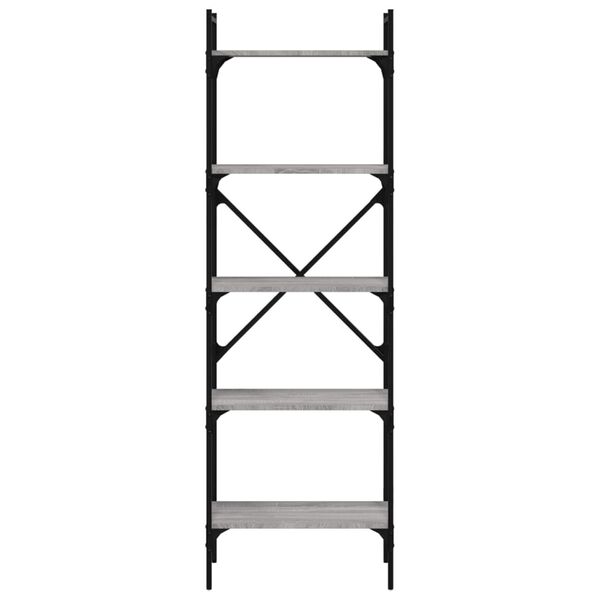 vidaXL Bibliotecă cu 5 niveluri gri sonoma 56x31,5x174cm lemn compozit