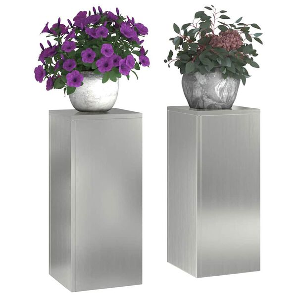 vidaXL Suport pentru plante 2 pcs Argintiu 24 x 24 x 55 cm